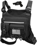 HAMBOLY Chest Bag for Men and Women, Tactical Running Chest Pack with Pistol Holster - color: Black