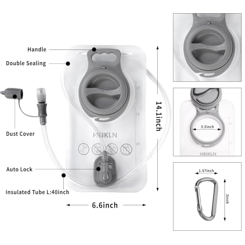 HEIKLN Hydration Bladder 1.5L-2L-2.5L-3L,Leak Proof Water Reservoir, BPA Free Military Water Storage Bladder Bag Hydration Pack Replacement Easy Clean for Bicycling Hiking Camping Hunting Running - color: 1.5L White