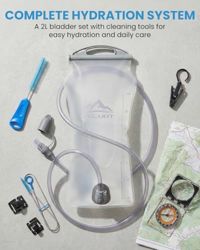 Zelvot 2L-3L Hydration Bladder Kit, 6 in1 Water Bladder with Cleaning Kit - color: Black, size: 2L + Cleaning Kit
