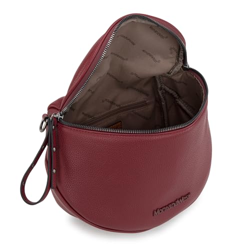 Montana West Crossbody Bag for Women, Vegan Leather Bum Bag with Coin Purse - color: Burgundy