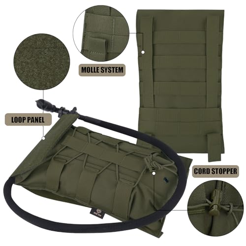 PETAC GEAR 1.5L / 3L Tactical Hydration Pack，Molle Carrier Pouch for 50 oz /100 oz Hydration Bladder Daypack Water Backpack. - color: RG, size: 1.5L bag only