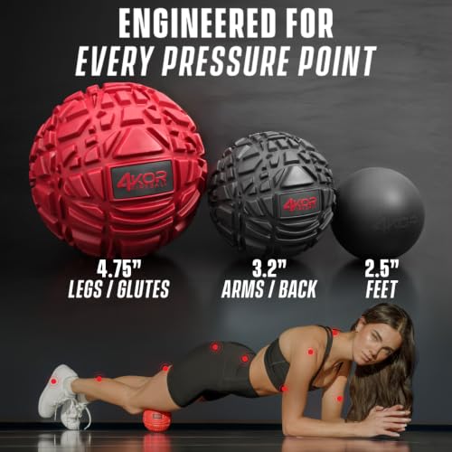 4KOR Massage Balls for Trigger Point Therapy - Myofascial Release Ball - Muscle Relief for Back, Neck, Shoulder, Foot Pain - Fitness Massage Balls for Mobility - Deep Tissue Release Ball - style: Ball Set