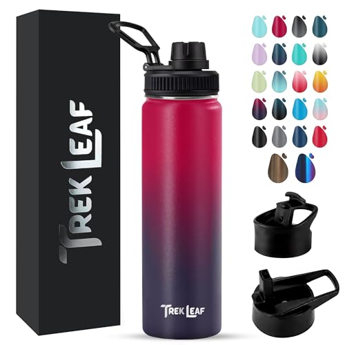 Travel Water Bottle with 3 Lids (Spout, Straw, Flip) Leak Proof, Quality, Vacuum Insulated, Stainless Steel (Mixed Berry, 22 oz) - color: Mixed Berry, size: 22 Ounces