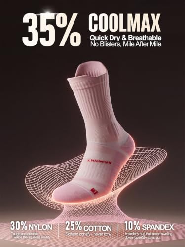 Coolmax Running Socks for Women Stay Dry Cloud Cushioned Compression - color: Candyfloss, size: 5-8