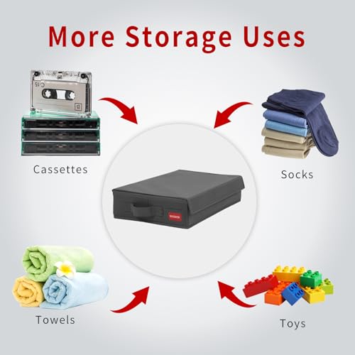 NUSWOR Cassette Tape Storage Box -Audio Cassette Holder 3Pack – Grey