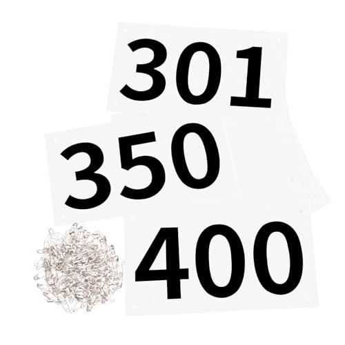 Azarxis Running Bib Competitor Numbers with Safety Pins, Tyvek Tearproof Waterproof 4"x7" / 6"x7.5" for Marathon Races Events - color: #01 [4"x7"] Numbers 301-400