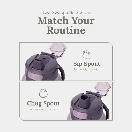 ZULU Powerfill Pro 32oz Stainless Steel Sip or Chug Water Bottle, Amethyst - color: Amethyst, style: 32oz