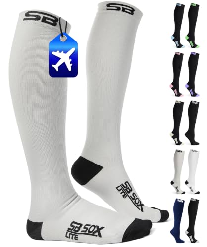 SB SOX Lite Compression Socks for Flying (15–20 mmHg) - color: Gray/Black, size: S/M