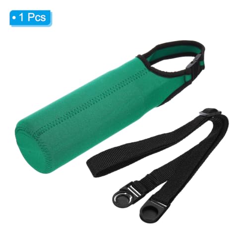 PATIKIL Water Bottle Sling Bag, Neoprene Portable Insulated Bottle Holder Carrier with Removable Adjustable Shoulder Straps - color: Dark Green