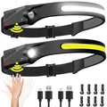 Headlamp Rechargeable 2PCS, 230° Wide Beam Head Lamp LED with Motion Sensor for Adults - Camping Accessories Gear, Waterproof Head Light Flashlight for Hiking, Running, Repairing, Fishing, Cycling - size: 2 Pack