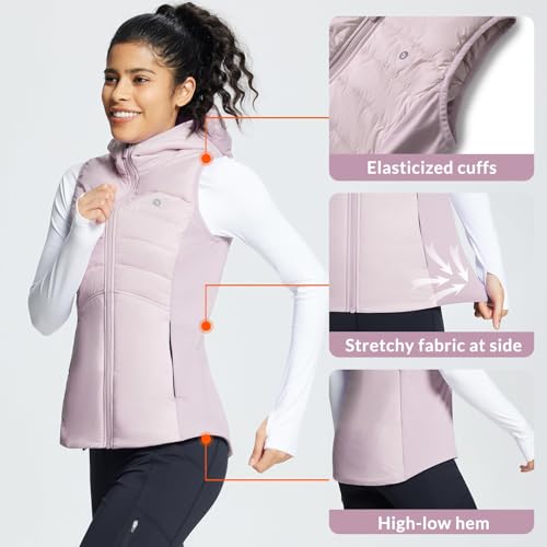 baleaf Women's Winter Running Vest Fleece Hooded Jacket Warm Slim fit - color: Light Purple, size: X-Large