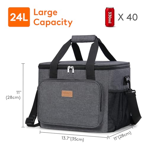 Lifewit Insulated Lunch Box for Men, Lunch Bag Cooler Women, 40-Can 24L - color: Dark Gray, size: Jumbo(24L)