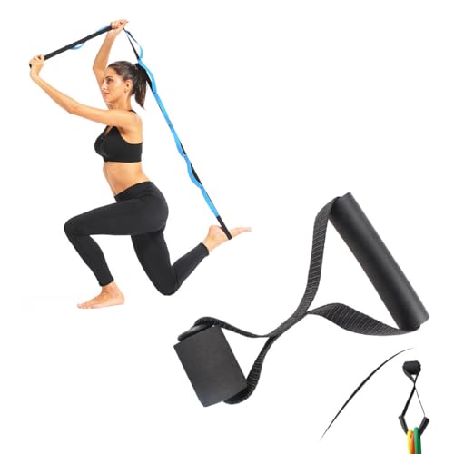 2 Pack Yoga Stretching Strap with Loops Non-Elastic Stretch Band with Door Anchor Handle Leg Stretcher Yoga Strap for Physical Therapy Pilates Dance Gymnastics Exercise Rehabilitation Routine Flexibility