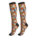 Compression Socks Knee High Circulation Support Socks For Women Men Athletic Running Hiking Travel - color: Retro Flowers