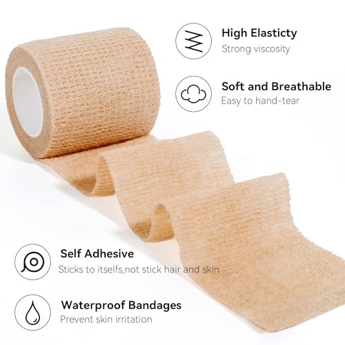 Self Adhesive Bandage Wrap,Bandage Tape,Medical Tape,Vet Tape - color: Skin Color, size: 3inch*8rolls