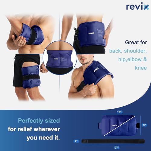 REVIX Ice Pack for Injuries Reusable Gel for Lower Back & Shoulder, Navy