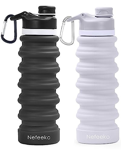 Nefeeko Collapsible Water Bottle, 26oz Silicone Foldable Water Bottles - color: Q