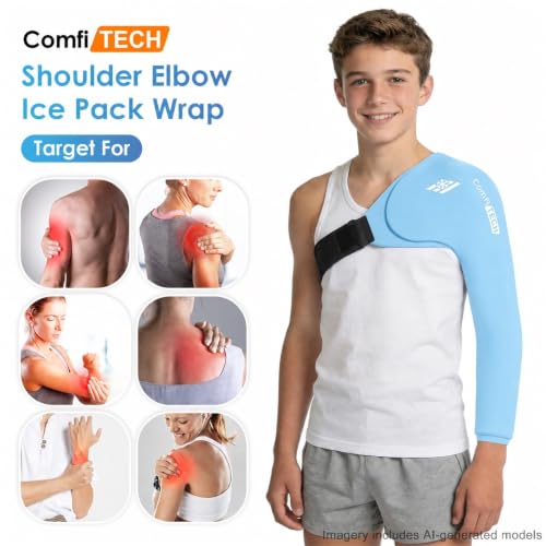 ComfiTECH Shoulder Arm Ice Pack Wrap for Pitcher & Recovery, Blue, S - size: Small, style: Blue