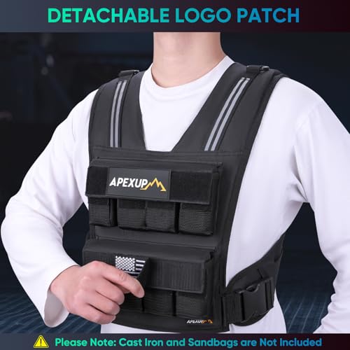 APEXUP Weighted Vest Men, Adjustable Weight Vest for Running - color: Black, size: Vest Only-40lbs