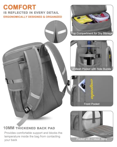 Capolo Cooler Backpack Insulated Leak Proof for Women Men Soft Cooler Bag - color: Leather Gray with Yellow, size: 45 Cans