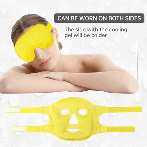 ZNÖCUETÖD Cooling Mask Ice Pack for Face Eye, Hot Cold Compress for Face - color: Lemon Yellow