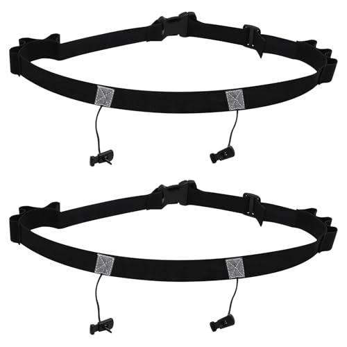2Pcs Race Number Belt Race Bib Belts with 6 Energy Gel Loops for Marathon Triathalon Running No Safety Pins Required (Black) - color: Black