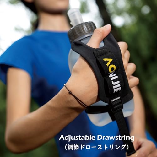 TRIWONDER Running Water Bottle Handheld Plastic Flask Hydration Vest Packs Waist Belt Replacement for Runners Marathon Cycling Hiking - color: 02 Water Bottle with Strap - 420ml/14.2oz - 1 Pack