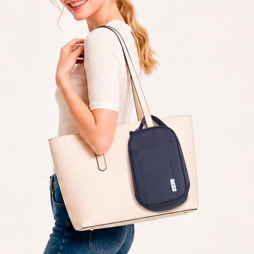 NOL Small Insulated Snack Bag Mini Freezable Cooler Pouch 3L fit 3 Cans | Wide-Mouth 6hours Cool & Warm Lightweight Leakproof Nylon Box for Work Travel Navy blue - color: Navy Blue