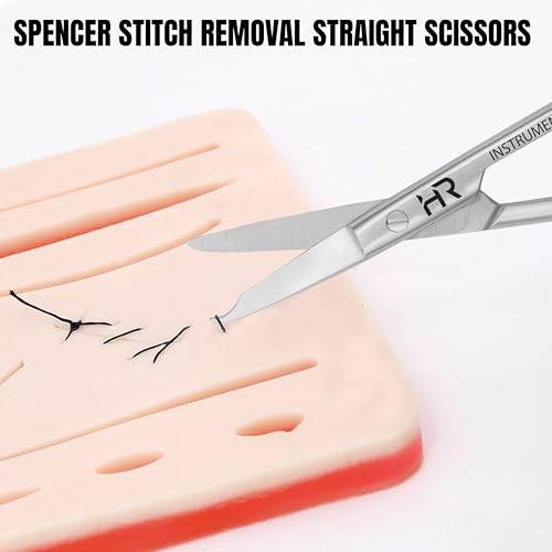 Suture Stitch Scissors with Delicate Hook Surgical Nursing Medical Scissors Perfect for Suture Removal, First Aid, EMS Training Premium Quality Instrument- Stainless Steel (Straight, 13CM) - color: Straight, 13CM