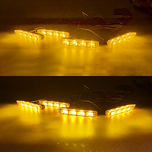 4x4 LED 4 in 1 Surface Mount Grill Light DC12V Wireless Remote Emergency Flashing Beacon Lamp Ambulance Police Strobe Warning External Light for Truck Trailer Caravan Van (Amber) - color: Amber, size: 4 in 1