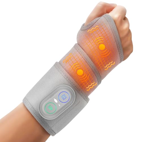 WoloyHeatie Wrist Heating Pad Brace Wrap Red Light Massage Carpal Tunnel - color: Light Grey