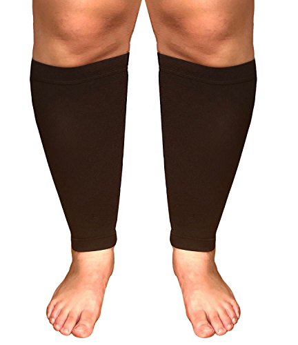 Runee Extra Wide Calf Compression Sleeve - Leg Support For Wide Calves, Compression Sleeve For Calf Pain & Shin Splint, Relief Swelling, Varicose Veins, DVT (Black) - color: Black