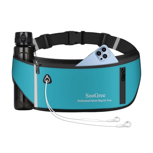 SooGree Slim Running Belt Fanny Pack, Resistant Waist Pack Money Belt Bag for Hiking Cycling Workout, Gym Phone Holder with Adjustable Strap (Blue) - color: Blue