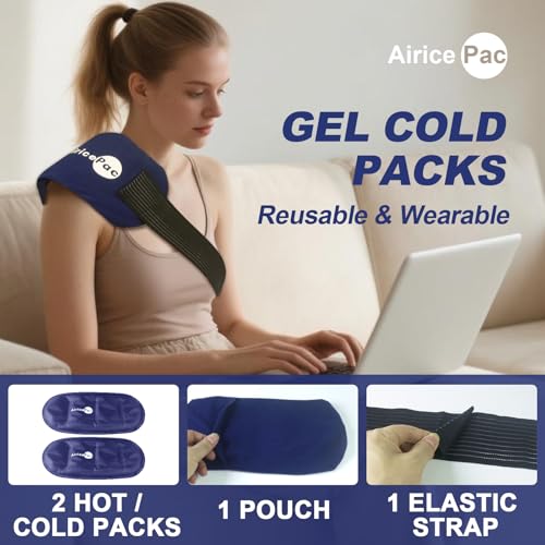 AiricePac Ice Packs for Injuries Reusable (3-Piece Set) Hot Cold Gel Wraps for Joint Pain, Muscle Soreness, Adjustable & Flexible for Back, Knees, Shoulders, Arms and Legs - size: M, style: M