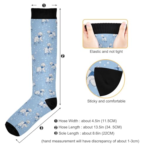 Snowflake Red Christmas Compression Sock for Women Men Funny Support Knee High Socks Running,Nurses,Travel - color: Poodle Dog