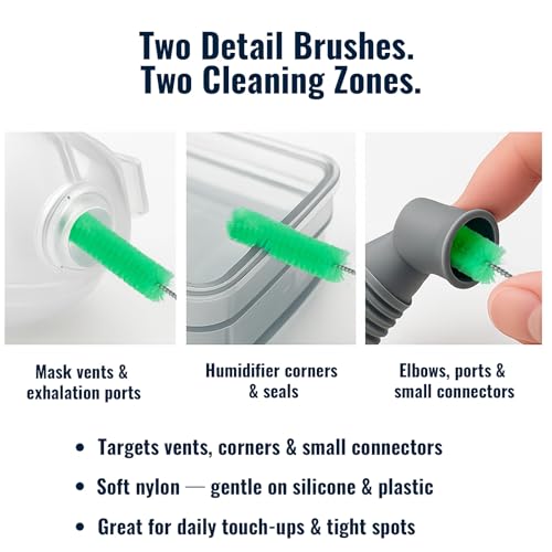 CPAP Hose Cleaner Brush – 78.7" Dual-Ended CPAP Hose Brush for 15mm & 22mm Tubing, CPAP Tube Cleaning Brush with 2 Detail Brushes for Mask Vent & Humidifier Cleaning - color: Basic