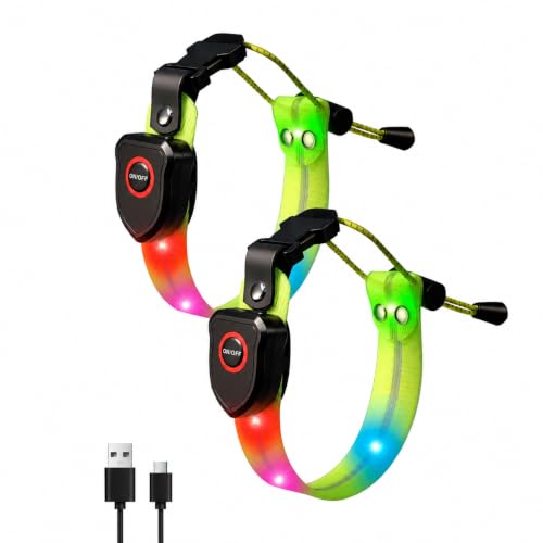 Taximi LED Armband for Running, High Visibility Reflective Running Lights for Runners, USB Rechargeable Light Up Arm Bands for Men Women Kids Night Cycling Walking Jogging - color: Green
