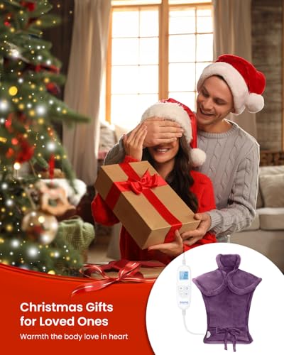 RENPHO Electric Heating Pad for Back with 6 Heat Levels, Christmas Gift - color: E-purple, size: 24"x33"