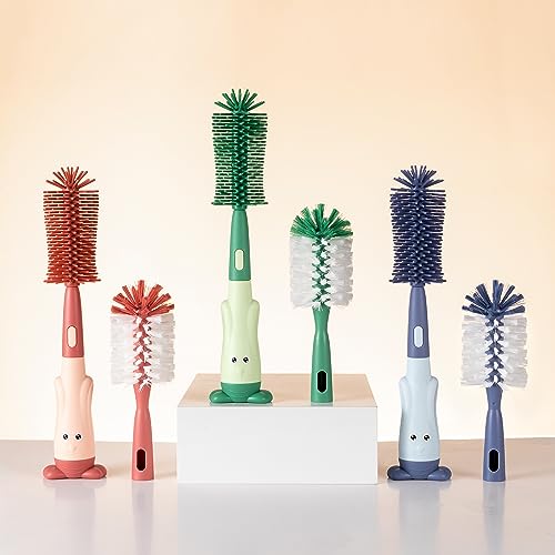 Silicone Baby Bottle Brush with Stand, Water Bottle Brush Cleaner Set - color: Green 1