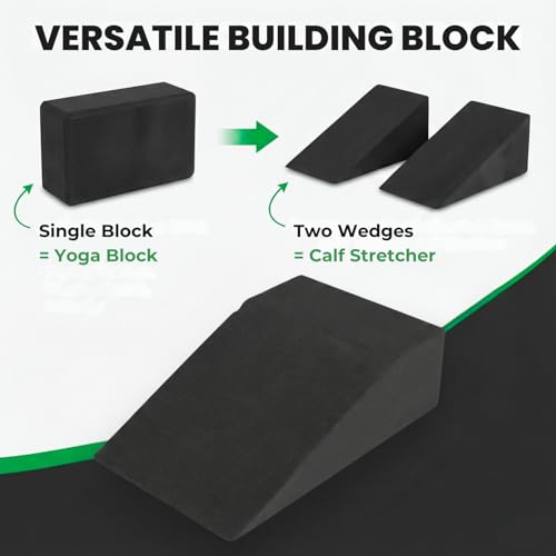2 Pack Squat Wedge Blocks, Heel Elevated Squat Slant Board for Weightlifting, Calf Stretching, Mobility and Balance