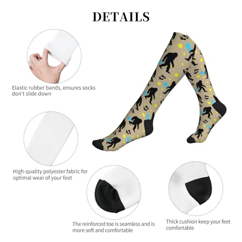 FREEHOTU Compression Knee High Socks for Women/Men Circulation 15-20 Mmhg - color: Pickball Sasquatch