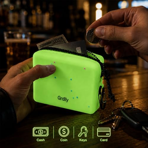 Glow in the Dark Coin Purse, Silicone Change Purse, Zipper Pouch with Clip