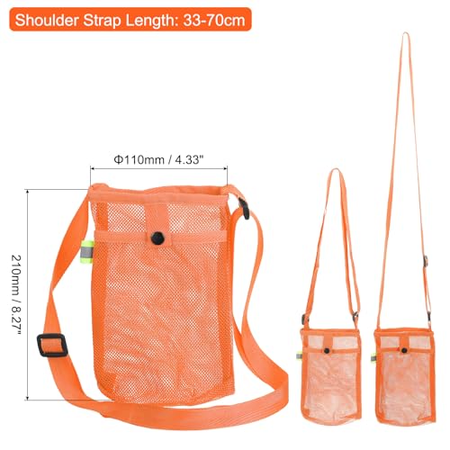 Uxcell Water Bottle Holder With Adjustable Shoulder Strap, Carrier Bag, Mesh Crossbody Carrier With Pocket for Sports, Hiking, Walking, Travel - color: Orange