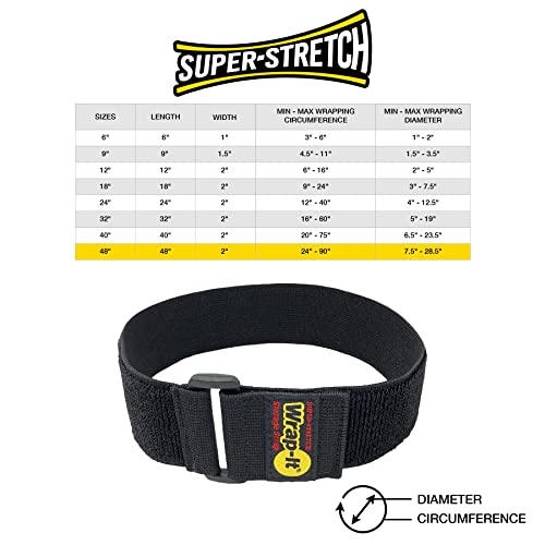 Super-Stretch Wrap-It Storage Straps, 48-in x 2-in (3-Pack) - color: Black, size: 48" (3 Pack)