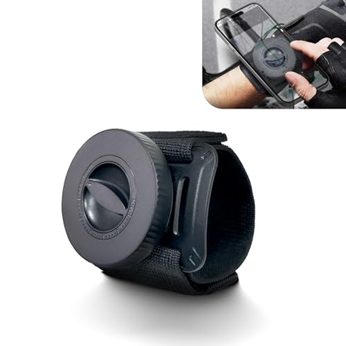 Magnetic Wristband Phone Holder for Running, Adjustable Suction Outdoor Sports Arm Strap, Hands-free Navigation Armband Mount, Phone Carrier for Biking Walking Jogging Hiking (Black)