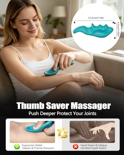 Abnaok Trigger Point Massage Tool for Deep Tissue, 3PCS Fascia Release Tools Set, Thumb Saver Massage Tool for Full Body Pain Relief, with 3-Legged Massage Knobs, Stress Relief