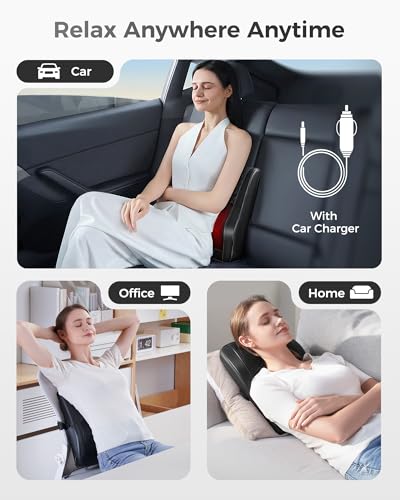 Boriwat Back Massager with Heat, 3D Kneading Massage Pillow for Back, Neck, Shoulder, Leg Pain Relief Deep Tissue, Gifts for Women Men Mom Dad - color: Black