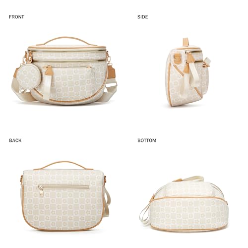 Makes Checkered Crossbody Bag Bum Bag for Women with Pouch - color: Beige Checkered