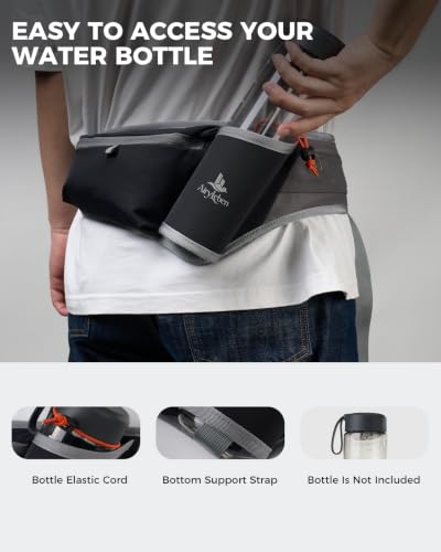 Fanny Pack with Water Bottle Holder, RFID Blocking Running Belt Bag - color: Black