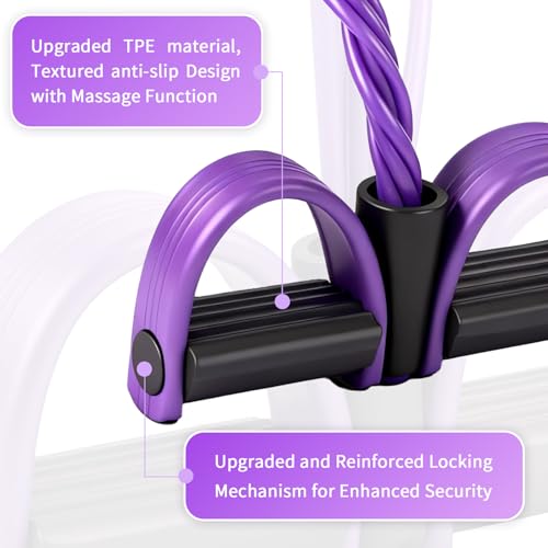 Multifunction Tension Rope, 6-Tube Elastic Yoga Pedal Puller Resistance Band, Natural Latex Tension Rope Fitness Equipment, for Abdomen/Waist/Arm/Leg Stretching Slimming Training - color: Purple